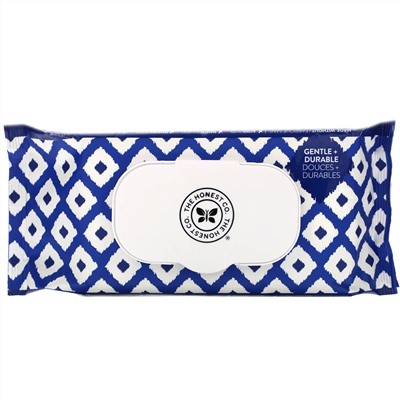 The Honest Company, Plant-Based Wipes, Blue Ikat, 72 Wipes