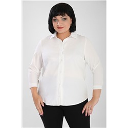 Рубашка женская белая с рукавом три четверти plus size