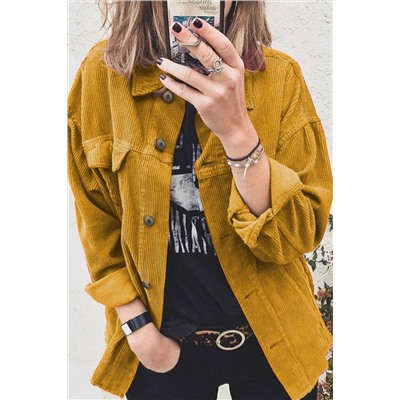 Желтая вельветовая куртка-рубашка