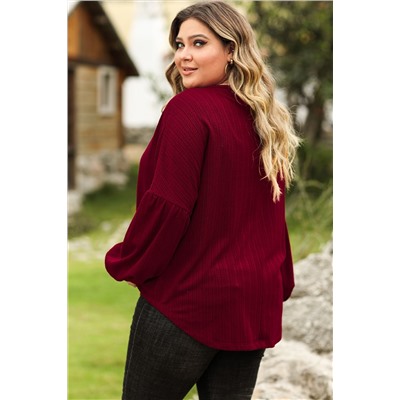 Red Dahlia Plus Size Balloon Sleeve Textured Knit Top