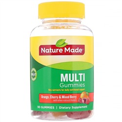 Nature Made, Мультивитаминные жевательные таблетки, апельсин, вишня, смесь ягод, 90 жевательных таблеток