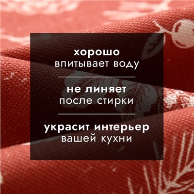 Полотенце Этель "New Year's plants" 40х73 см, 100% хл, рогожка 186 г/м2