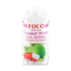 Кокосовая вода с соком личи FOCO, 330 мл
