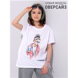 футболка 1ДДФК4512001; белый / Девушка с кофе