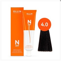 OLLIN "N-JOY" 4/0 – шатен, перманентная крем-краска для волос 100мл