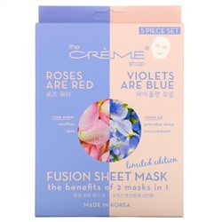 The Creme Shop, Fusion Beauty Sheet Mask, Roses Are Red Violets Are Blue, 5 Sheets, 4.40 oz (125 g)