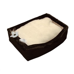 408638 Зооник Лежанка для кошек с подушкой, мех одн.(570х410х170) темно-коричневый