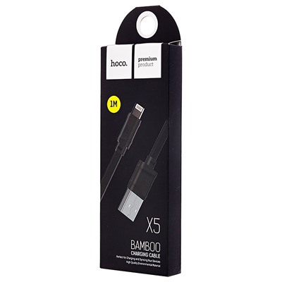 Кабель USB - Apple lightning Hoco X5 Bamboo (повр. уп)  100см 2,4A  (black)