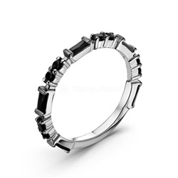 Кольцо из серебра с фианитами родированное