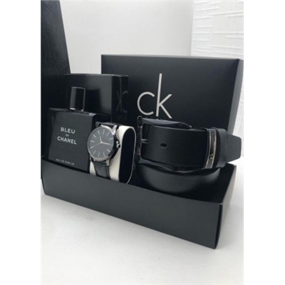 Подарочный набор для мужчины ремень, часы, духи + коробка #21177491