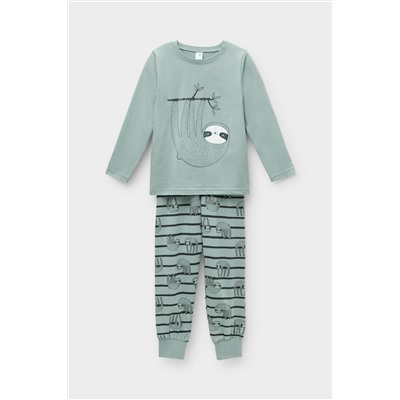 Пижама для мальчика Crockid К 1606 холодная мята, ленивцы