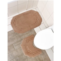 Коврики для ванной и туалета Доляна «Гранж», 2 шт: 40×50 см, 50×80 см, цвет бежевый