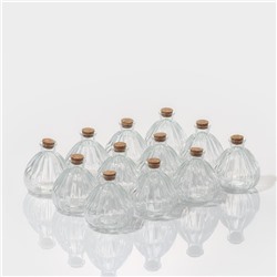 Банки стеклянные для хранения сыпучих продуктов Доляна «Парфе», 250 мл, 8,7×9,4 см, с пробковой крышкой, 12 шт