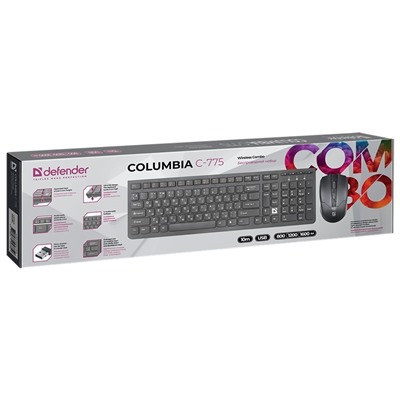 Беспроводной набор Defender Columbia C-775 мембранная клавиатура+мышь (black)