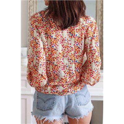 Multicolor Boho Floral Print Button Front Shirt