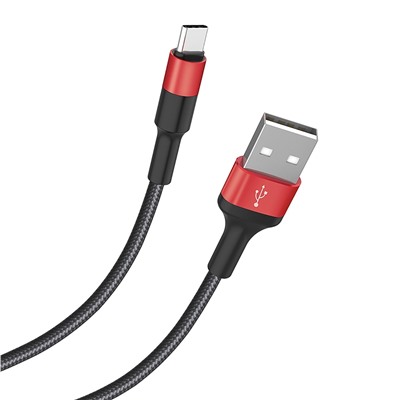 Кабель USB - Type-C Hoco X26 Xpress (повр. уп.)  100см 2A  (black/red)