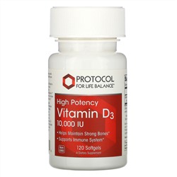 Protocol for Life Balance, Витамин D3, 10 000 МЕ, 120 капсул