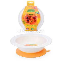 Тарелка детская глубокая на присосе с декором "Ми-ми-мишки" (оранжевый)
