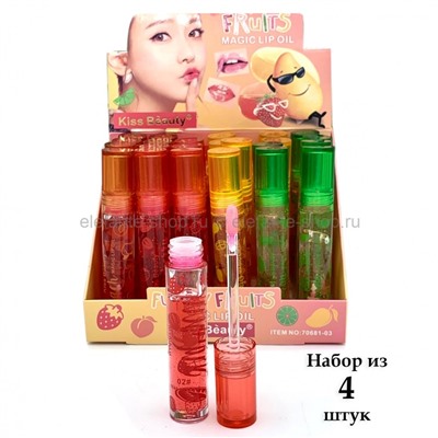 Блески для губ Kiss Beauty Funny Fruits, 4 штуки