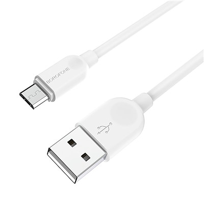 Кабель USB - micro USB Borofone BX14 (повр. уп)  100см 2,4A  (white)