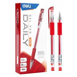 Ручка гелевая Daily E6600SRed 0.5мм красная, с грипом (1743679) Deli