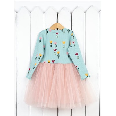 Платье для девочки Baby Boom С229/1-К Б106 Лапша цветы на мяте розовом