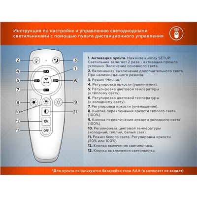 Потолочный светодиодный светильник с пультом AK4301 WH белый 105W D520*80 (ПДУ РАДИО 2.4)