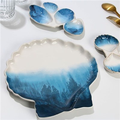 Блюдо керамическое для подачи «Морская ракушка», 27 х 25 см, цвет белый
