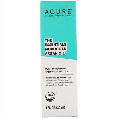 Acure, The Essentials, марокканское аргановое масло, 30 мл (1 жидк. унция)