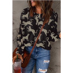 Black Lively Cheetah Print Long Sleeve Top