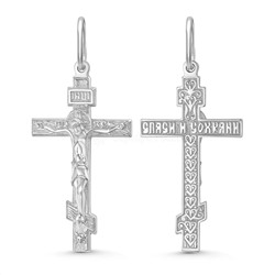 Крест из серебра родированный - 4 см