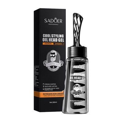 Мужской гель-стайлинг с расческой для укладки волос Sadoer, 280 мл.