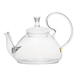 Заварочный чайник из жаропрочного стекла "Георгин" с пружинкой-фильтром в носике, 670 мл, дно d115 мм