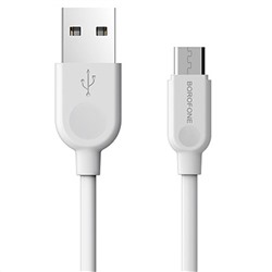 Кабель USB - micro USB Borofone BX14  300см 2,4A  (white)