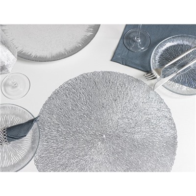 Набор салфеток сервировочных на стол Доляна «Соломка», d=38 см, 4 шт, цвет серебряный