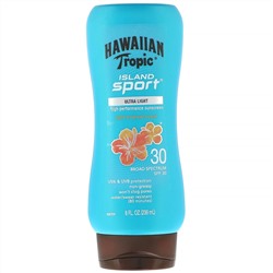 Hawaiian Tropic, Высокоэффективное солнцезащитное средство Island Sport с SPF 30, легкий тропический аромат, 236 мл