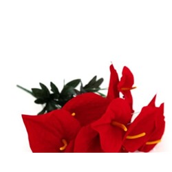 Искусственные цветы, Ветка в букете калла бархатная 14 голов (1010237) красный