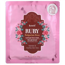 Koelf, Ruby Bulgarian Rose, упаковка гидрогелевых масок для лица с рубином и розой, 5 шт. по 30 г (1,05 унции)