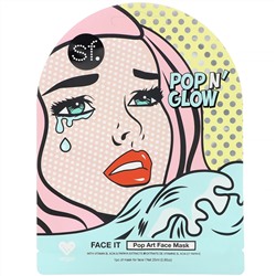 SFGlow, POP n' Glow, Face It, тканевая маска для лица с поп-артом, 1 шт., 25 мл (0,85 унции)