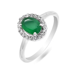 Кольцо из серебра зеленый агат, Элиса