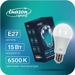 Лампа cветодиодная Luazon Lighting, A60, 15 Вт, E27, 1350 Лм, 6500 К, холодный белый