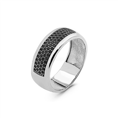 Кольцо из серебра с чёрными фианитами родированное 925 пробы к-7209р216