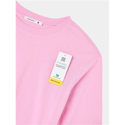 Свободная однотонная футболка розовый