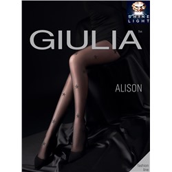 Alison 05 Giulia Тонкие фантазийные колготки, 20 ден, по  всей ноге тканый узор с люрексом,,звездочки"