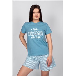 Пижама женская футболка_шорты 0932 (Голубая полоска)