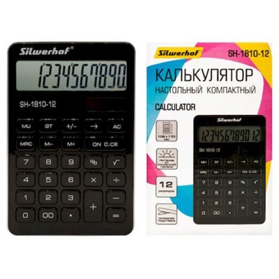 Калькулятор 12 разрядов SH-1810-12 черный (1789271) SILWERHOF