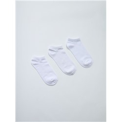Комплект из трех пар коротких однотонных носков белый