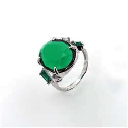 Кольцо из серебра с зелеными кварцами родированное