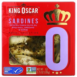 King Oscar, Sardines In Extra Virgin Olive Oil with Basil, Oregano & Garlic, 3.75 oz ( 106 g)