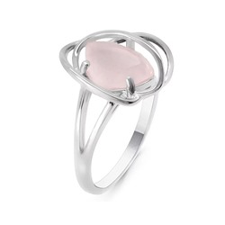 Кольцо из серебра розовый кварц, МЦВА96